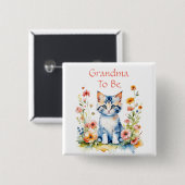 Niedlich Kitten stellte Oma zur Babydusche Button (Vorne & Hinten)