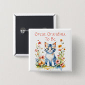 Niedlich Kitten stellte Oma zur Babydusche Button (Vorne & Hinten)