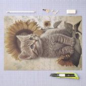 Niedlich Kitten Sunflower Cat Seidenpapier (Handwerk)