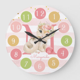 Niedlich Kitten Sweet Monogram Farbige große Uhr