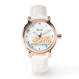 Niedlich Kitten Tabby Cat Animal Girly Women Armbanduhr