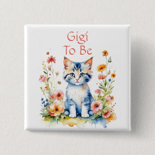 Niedlich Kitten Themed Gigi to Be Baby Dusche Button