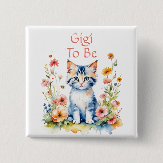 Niedlich Kitten Themed Gigi to Be Baby Dusche Button (Vorderseite)
