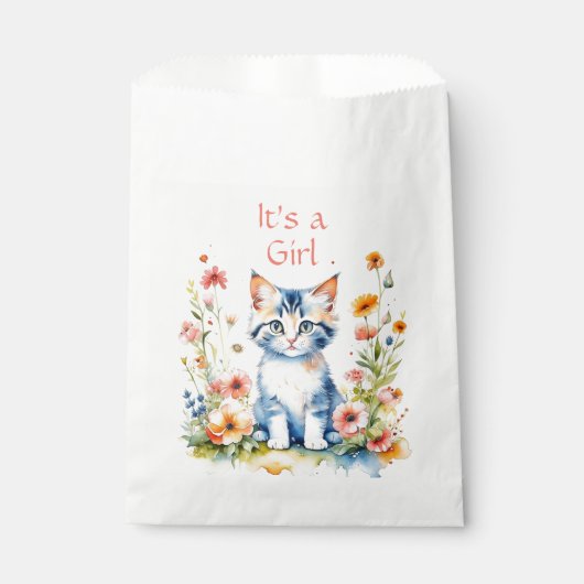 Niedlich Kitten Themed Girl's Baby Shower Geschenktütchen (Vorderseite)