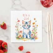 Niedlich Kitten Themed Girl's Baby Shower Serviette (Beispiel)