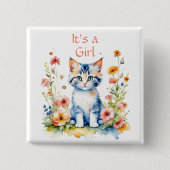 Niedlich Kitten Themed It's a Girl Button (Vorderseite)