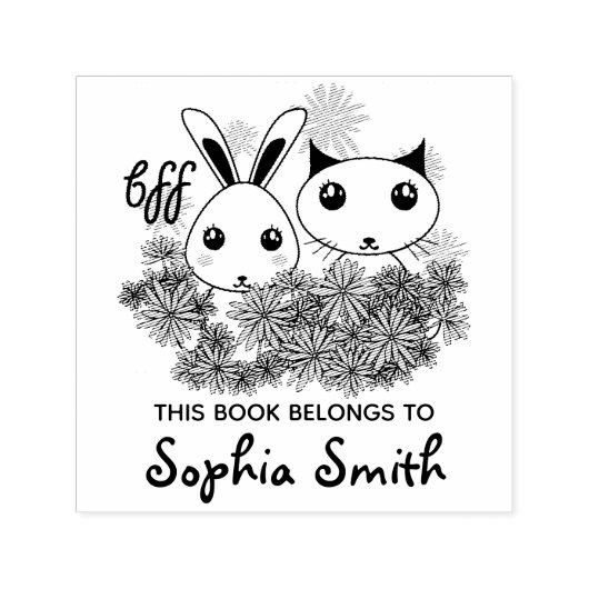 Niedlich Kitten und Bunny Girls Kinder Buchzeichen Permastempel (Design)