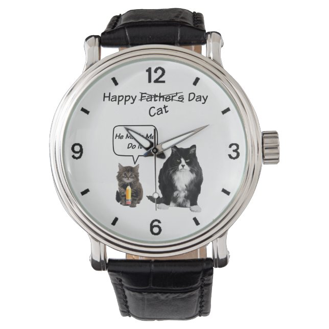 Niedlich Kitten und Grumpy Cat Father's Day Watch Armbanduhr (Vorderseite)