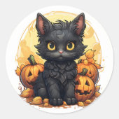 Niedlich Kitten und Jack-O-Lanterns Umschlag Aufkl Runder Aufkleber (Vorderseite)