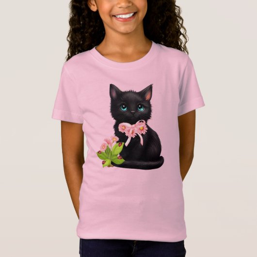 Niedlich Kitten und Ladybugs T-Shirt (Vorderseite)