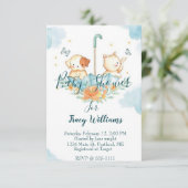 Niedlich Kitten und Welpen Einladung (Stehend Vorderseite)