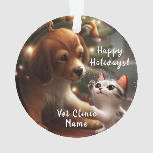 Niedlich Kitten und Welpen - Veterinärweihnachtsfe Ornament (Rückseite)