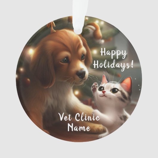 Niedlich Kitten und Welpen - Veterinärweihnachtsfe Ornament (Vorderseite)