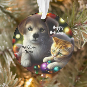 Niedlich Kitten und Welpenweihnachtsfest Ornament