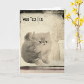 Niedlich Kitten Vintag Look Tierfotokarte Karte (Gelbe Blume)