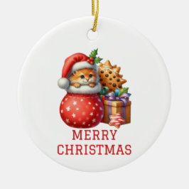 Niedlich Kitten Weihnachten Keramik Ornament