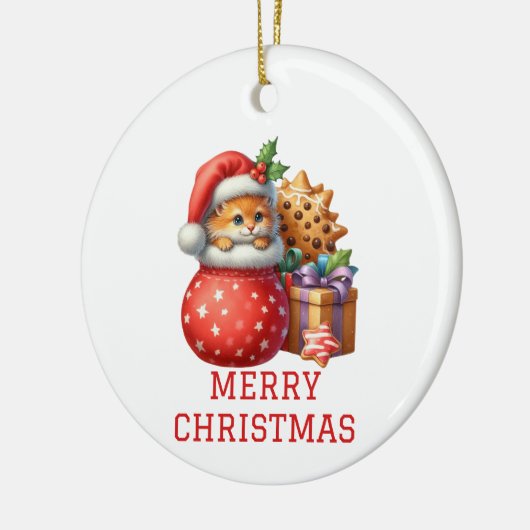 Niedlich Kitten Weihnachten Keramik Ornament (Links)