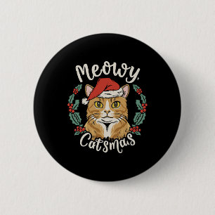 Niedlich Kitten Weihnachts-Weihnachtsmannmütze Meo Button