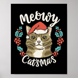 Niedlich Kitten Weihnachts-Weihnachtsmannmütze Meo Poster