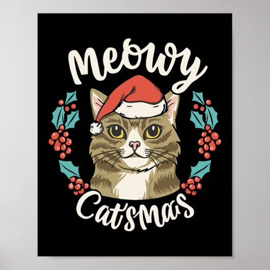 Niedlich Kitten Weihnachts-Weihnachtsmannmütze Meo Poster (Vorne)