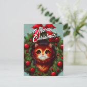 Niedlich Kitten Weihnachtsfeiertag Postkarte (Stehend Vorderseite)