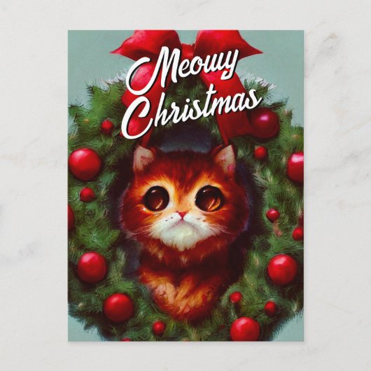 Niedlich Kitten Weihnachtsfeiertag Postkarte (Vorderseite)