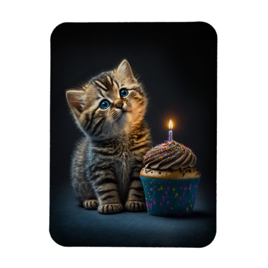 Niedlich Kitten wünscht Geburtstag viel Glück Magnet (Vertikal)