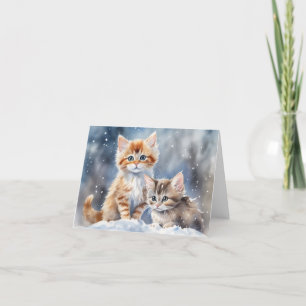 Niedlich Kitten Xmas Card Dankeskarte