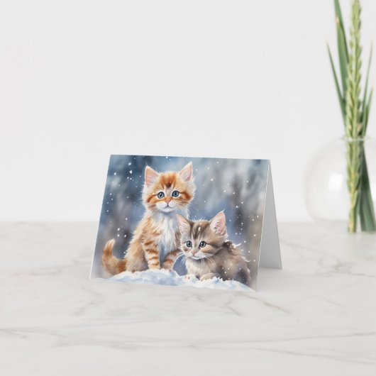 Niedlich Kitten Xmas Card Dankeskarte (Vorderseite)