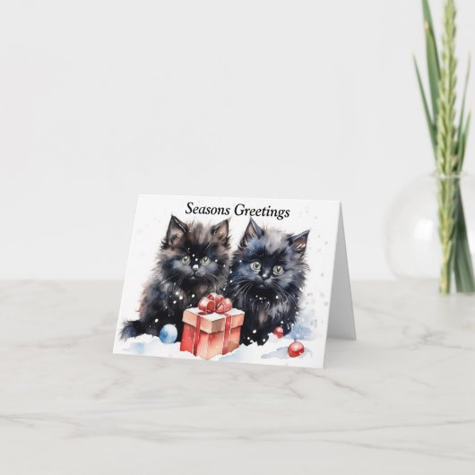 Niedlich Kitten Xmas Card Dankeskarte (Vorderseite)