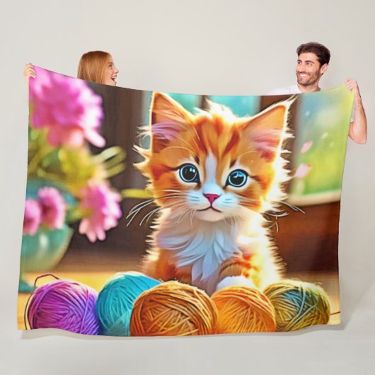 Niedlich Kitten Yarn Fleecedecke (Beispiel)