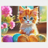 Niedlich Kitten Yarn Fleecedecke (Vorderseite (Horizontal))