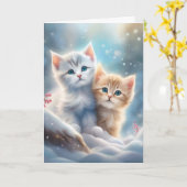 Niedlich Kittens Winter Wonderland Karte (Gelbe Blume)
