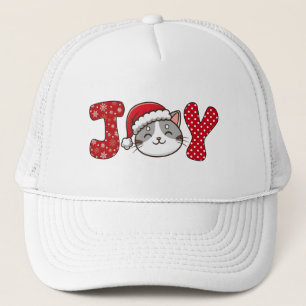 Niedlich Kittie Cat "JOY" Custom Frohe Weihnachten Truckerkappe
