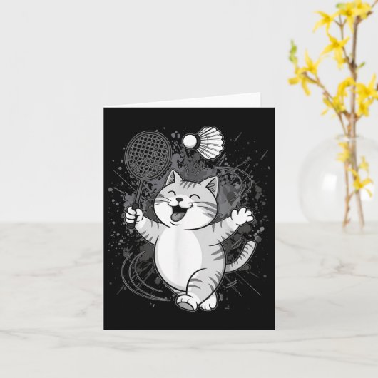 Niedlich Kitty Badminton Player Shuttle Karte (Gelbe Blume)