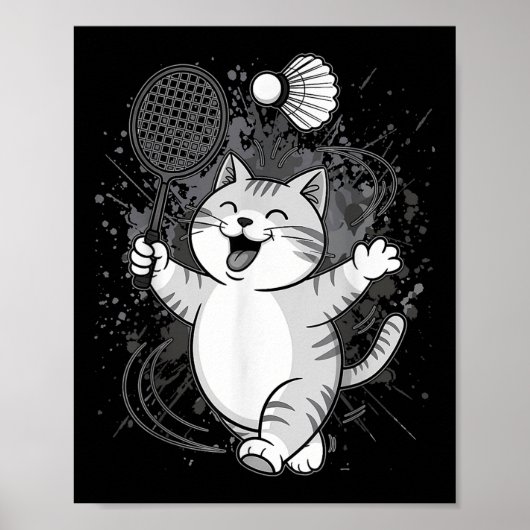 Niedlich Kitty Badminton Player Shuttle Poster (Vorne)