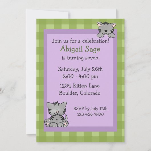 Niedlich Kitty Birthday Einladung für Mädchen (Vorderseite)
