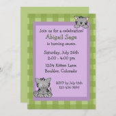 Niedlich Kitty Birthday Einladung für Mädchen (Vorne/Hinten)