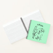 Niedlich Kitty Cartoon Green Square Spiral Notizblock (Innenseite)