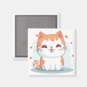 Niedlich Kitty Cartoon Kawaii Chibi Magnet (Vorderseite/Rückseite)