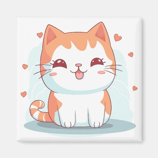 Niedlich Kitty Cartoon Kawaii Chibi Magnet (Vorne)