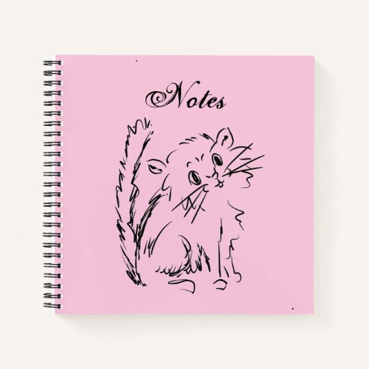 Niedlich Kitty Cartoon Pink Square Spiral Notizblock (Vorderseite)