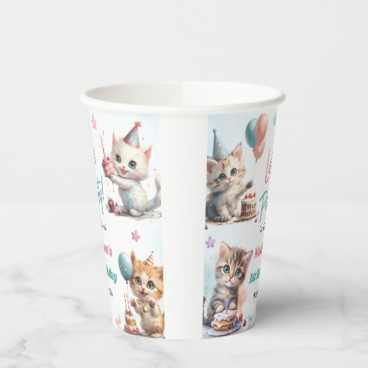 Niedlich Kitty Cat 1. Geburtstag Pappbecher (Links)