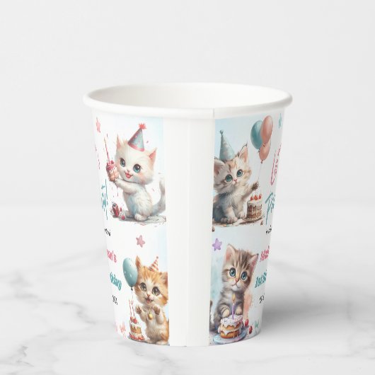 Niedlich Kitty Cat 1. Geburtstag Pappbecher (Rechts)