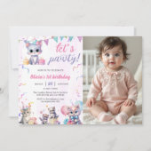 Niedlich Kitty Cat 1. GeburtstagsParty Einladung (Vorderseite)