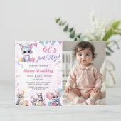 Niedlich Kitty Cat 1. GeburtstagsParty Einladung (Stehend Vorderseite)