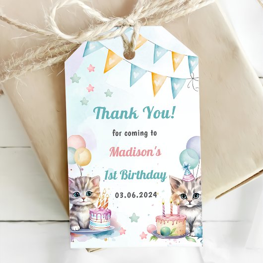 Niedlich Kitty Cat 1. GeburtstagsParty Geschenkanhänger