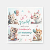 Niedlich Kitty Cat 1. GeburtstagsParty Serviette (Vorderseite)