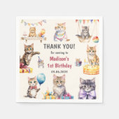 Niedlich Kitty Cat 1. GeburtstagsParty Serviette (Vorderseite)