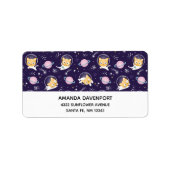 Niedlich Kitty Cat Astronauten Muster Adressaufkleber (Vorne)